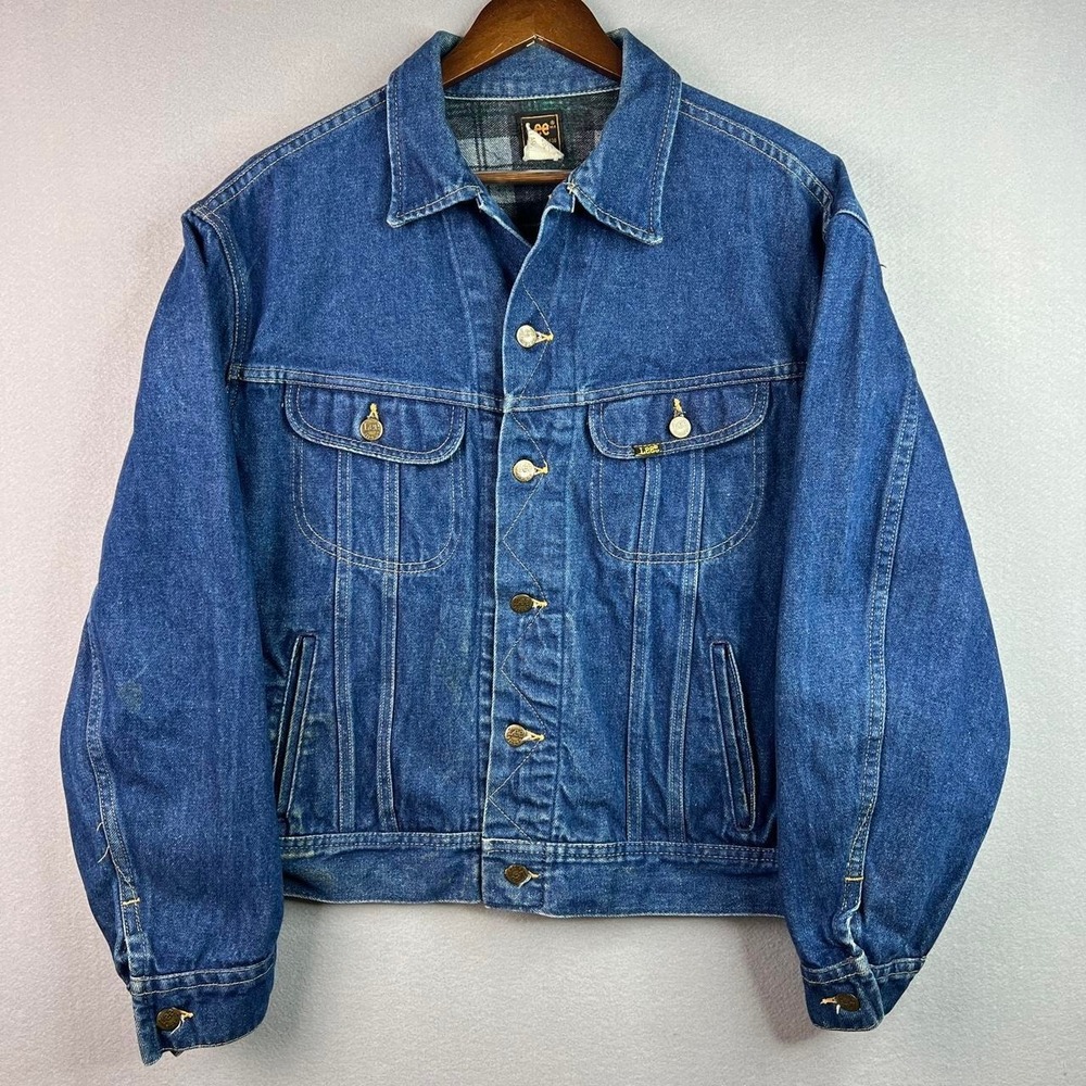 Vintage Dark Blue Lee Denim Button Closure Lined Jacket